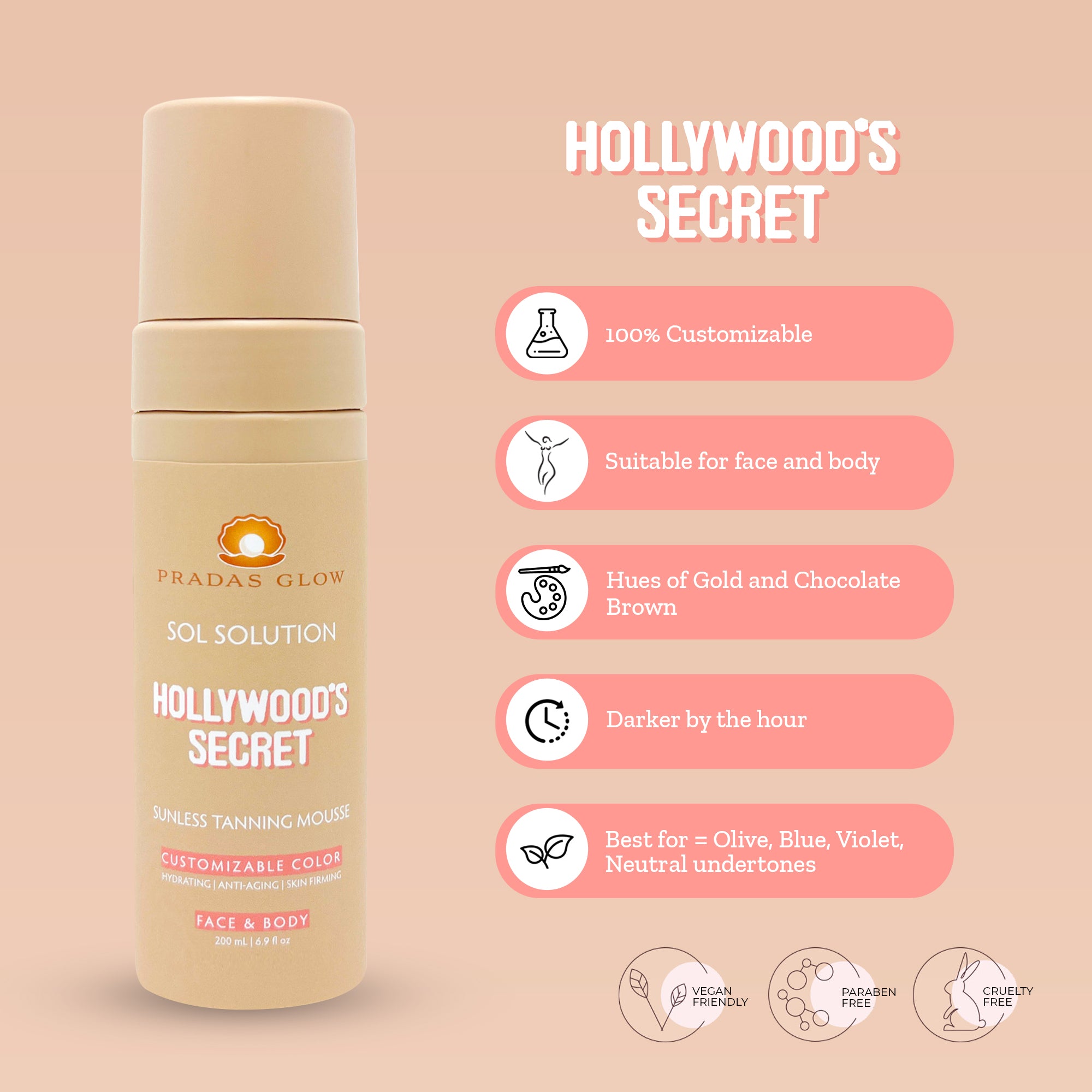 Hollywood's Secret Sol Solution Sunless Tanning Mousse with Flawless Finish Body Mitt Combo