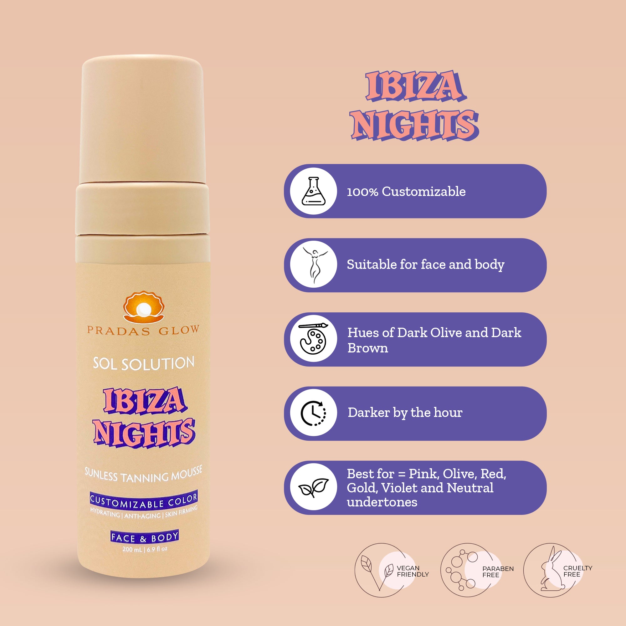 Ibiza Nights Sol Solution Sunless Self Tanning Mousse