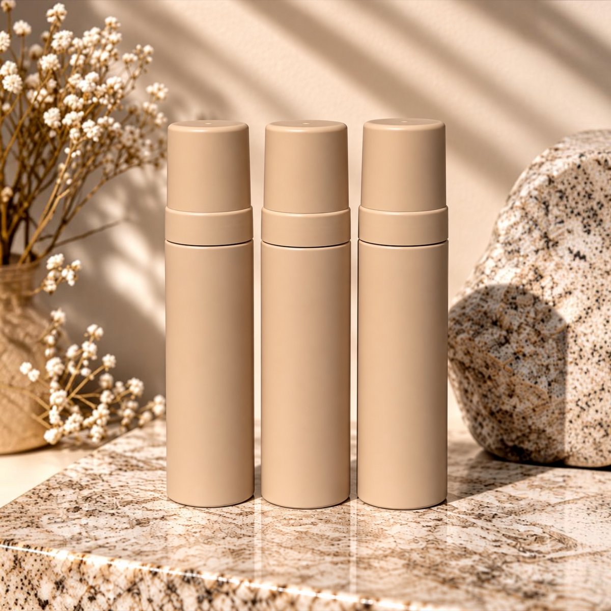 200mL Matte Beige Foaming Pump Bottles – Premium Cosmetic & Mousse Packaging